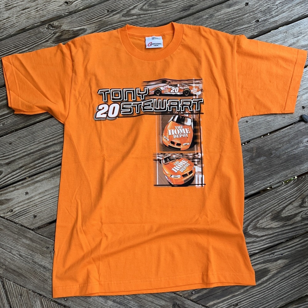 Vintage Tony‎ Stewart Shirt Mens L Orange Nascar Racing Team Logo Home Depot Tee